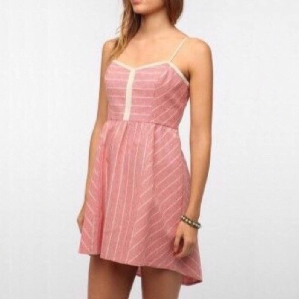 Urban outfitters cope pink and white stripe sun dress